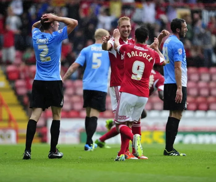 Framed Print : Bristol City: Emmanuel-Thomas's Stunner - Wagstaff and Baldock's Thrilling Celebration Framed Print : Bristol City: Emmanuel-Thomas's Stunner - Wagstaff and Baldock's Thrilling Celebration