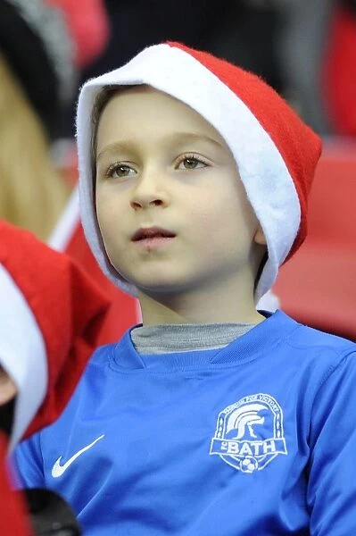 Bristol City Fan Celebrates in Christmas Hat at Ashton Gate (2015)
