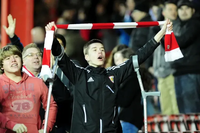 Framed Print : Bristol City Fan Euphoria: Goal Celebration at Ashton Gate (2013)