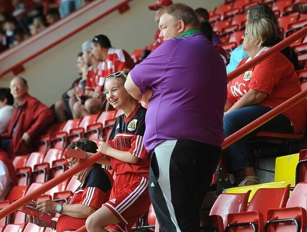 Bristol City Fan Smiles at Bramal Lane Amid Sheffield United Rivalry, Sky Bet League One Opening Game (09.08.2014)