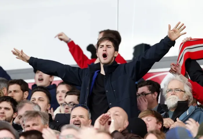 Framed Print : Bristol City Fans in Action at Blackburn Rovers vs. Bristol City Championship Match, April 2017