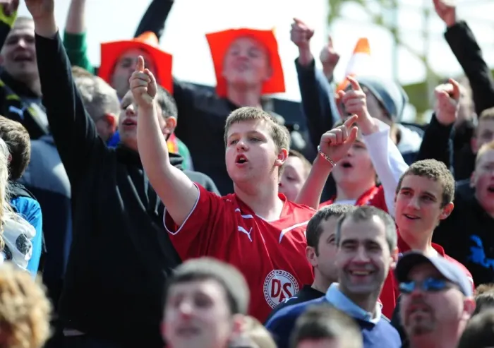 Framed Print : Bristol City Fans in Action at Blackpool's Bloomfield Road during the Championship Match, May 2010