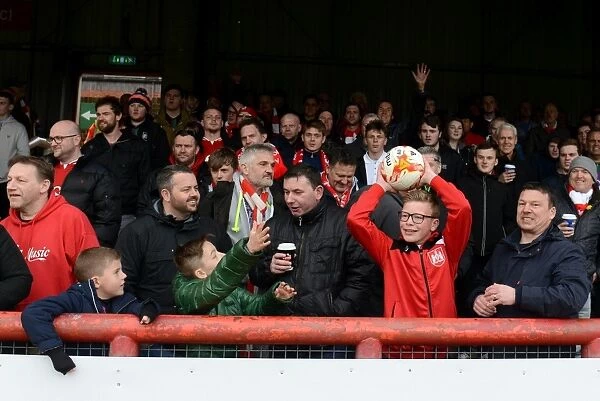 Bristol City Fans in Action at Griffin Park during Sky Bet Championship Match against Brentford, April 2016