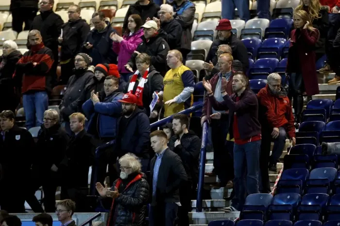Framed Print : Bristol City Fans in Action at Preston North End vs. Bristol City Championship Match, April 2017