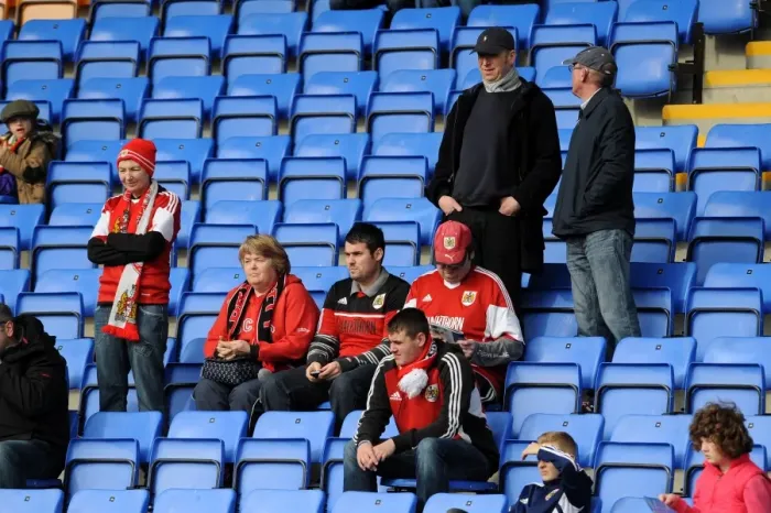 Framed Print : Bristol City Fans in Action at Shrewsbury Town's New Meadow, March 2014 Framed Print : Bristol City Fans in Action at Shrewsbury Town's New Meadow, March 2014