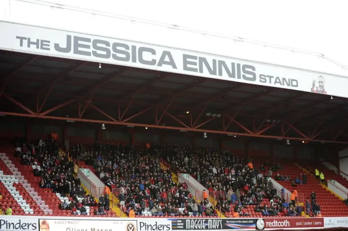 Framed Print : Bristol City Fans at Bramall Lane during Sheffield United vs. Bristol City Football Match, 2014