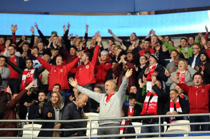Framed Print : Bristol City Fans at Cardiff City Stadium during Cardiff City vs. Bristol City Championship Match, October 2015 Framed Print : Bristol City Fans at Cardiff City Stadium during Cardiff City vs. Bristol City Championship Match, October 2015