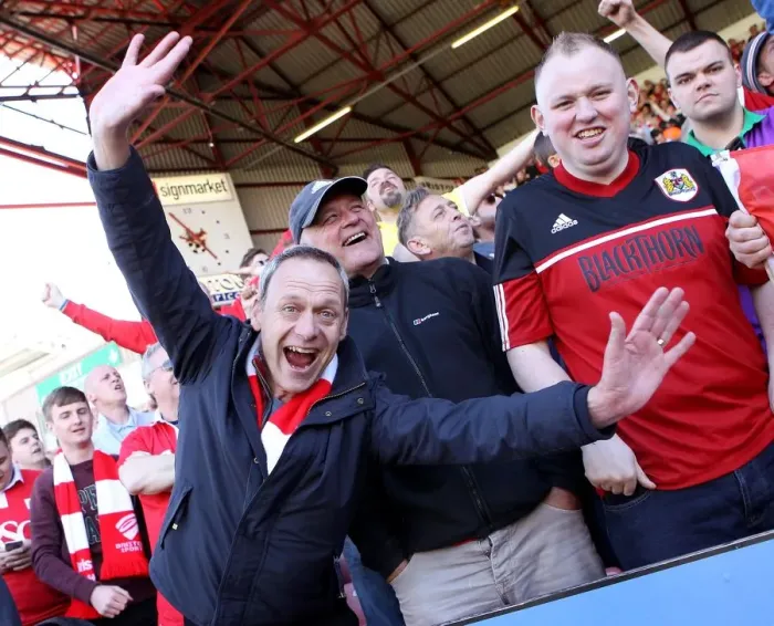 Framed Print : Bristol City Fans Celebrate Glory: The Thrill of Victory Against Coventry City, 18th April 2015 Framed Print : Bristol City Fans Celebrate Glory: The Thrill of Victory Against Coventry City, 18th April 2015