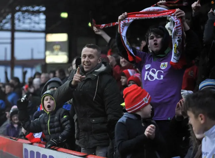 Framed Print : Bristol City Fans Celebrate Matt Smith's Goal against Yeovil Town, Ashton Gate, December 2014 Framed Print : Bristol City Fans Celebrate Matt Smith's Goal against Yeovil Town, Ashton Gate, December 2014