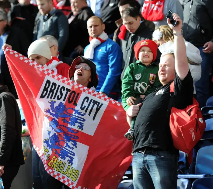 Framed Print : Bristol City Fans Celebrate at Preston North End's Deepdale Framed Print : Bristol City Fans Celebrate at Preston North End's Deepdale