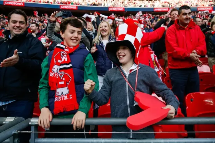 Framed Print : Bristol City Fans Celebrate Second Goal in Johnstones Paint Trophy Final at Wembley Stadium Framed Print : Bristol City Fans Celebrate Second Goal in Johnstones Paint Trophy Final at Wembley Stadium