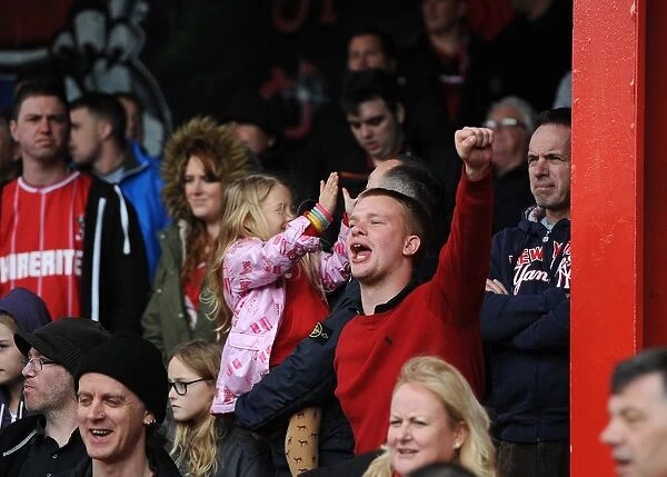 Bristol City Fans Celebrate Victory Over Crewe at Ashton Gate, 2014