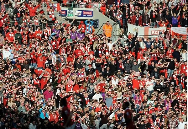 Bristol City Fans Celebrate at Wembley Stadium during the Johnstone's Paint Trophy Final against Walsall (2015)