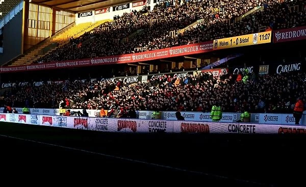 Bristol City Fans Cheer at Molineux during Wolverhampton Wanderers vs. Bristol City Championship Match, December 2016
