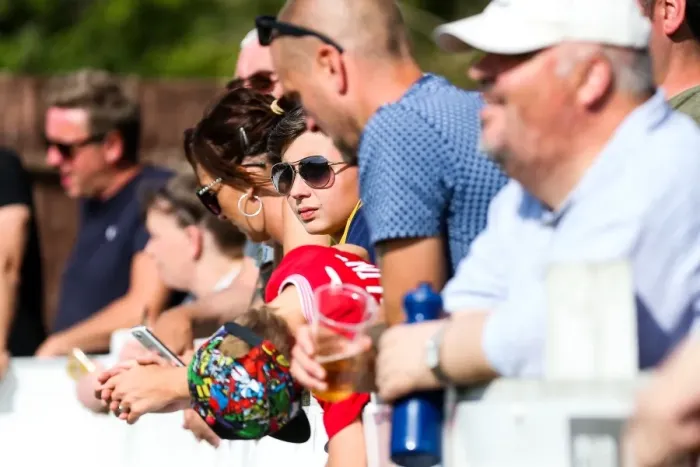 Framed Print : Bristol City Fans Cheer at Pre-season Friendly against Bristol Manor Farm, 2017 - The Creek, Bristol, England