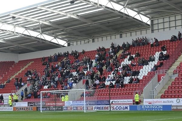 Bristol City Fans Cheer at Rotherham United's New York Stadium during Sky Bet League One Match, 2014