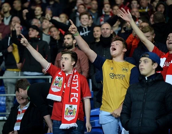 Bristol City Fans Cheering at Cardiff City Stadium during Sky Bet Championship Match