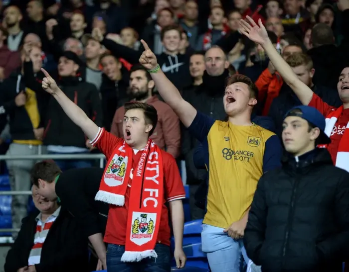 Framed Print : Bristol City Fans Cheering at Cardiff City Stadium during Sky Bet Championship Match