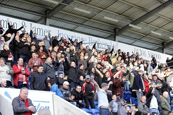 Bristol City Fans Cheering at Colchester United vs. Bristol City, Sky Bet League One (22 / 03 / 2014)