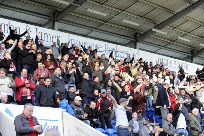 Framed Print : Bristol City Fans Cheering at Colchester United vs. Bristol City, Sky Bet League One (22 / 03 / 2014) Framed Print : Bristol City Fans Cheering at Colchester United vs. Bristol City, Sky Bet League One (22 / 03 / 2014)