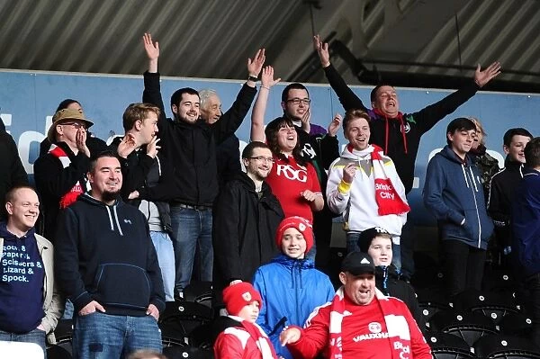 Bristol City Fans Cheering at KC Stadium during Sky Bet Championship Match against Hull City, 2016