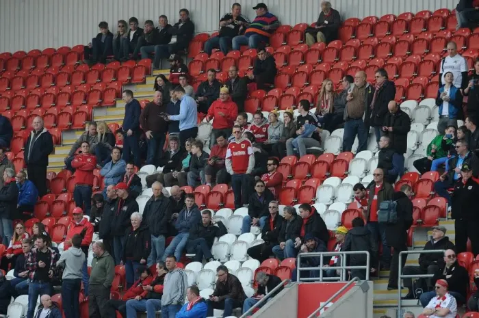 Framed Print : Bristol City Fans Cheering at Rotherham United's New York Stadium, 2014