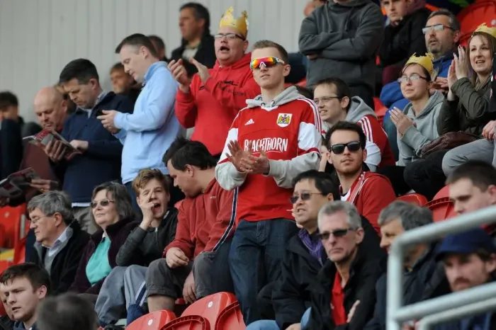 Framed Print : Bristol City Fans Cheering at Rotherham United's New York Stadium, 2014