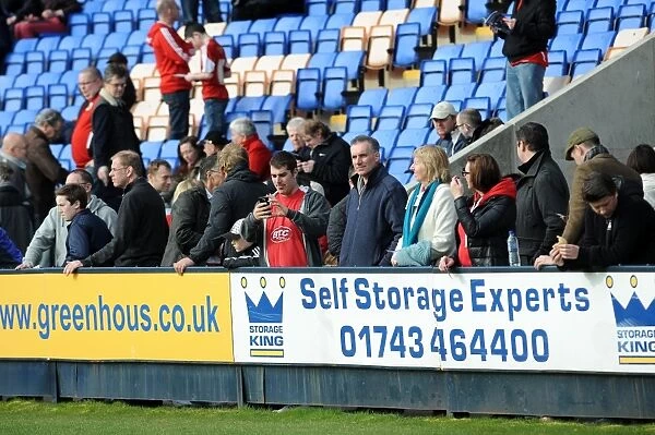 Bristol City Fans Cheering at Shrewsbury Town's New Meadow, March 2014