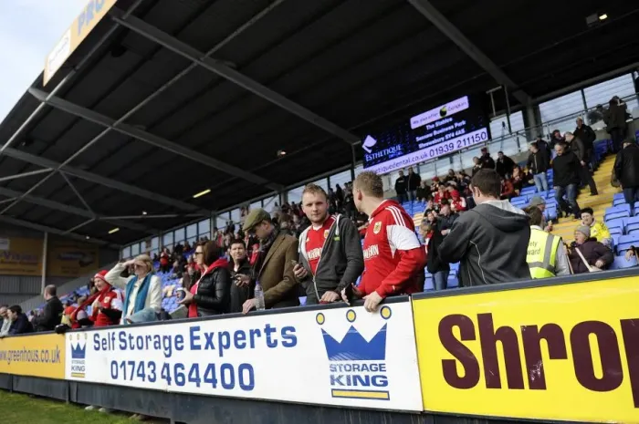 Framed Print : Bristol City Fans Cheering at Shrewsbury Town's New Meadow, March 2014 Framed Print : Bristol City Fans Cheering at Shrewsbury Town's New Meadow, March 2014