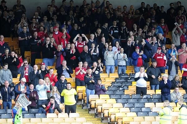 Bristol City Fans Cheering at Vale Park during Sky Bet League 1 Match, October 2013