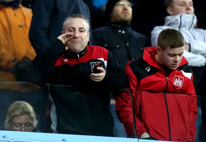 Framed Print : Bristol City Fans Cheering at Villa Park during Sky Bet Championship Match against Aston Villa, 2017