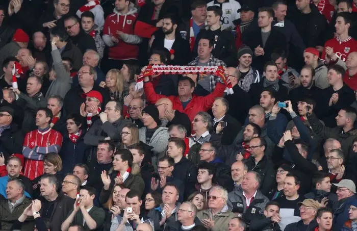 Framed Print : Bristol City Fans at Craven Cottage during Fulham vs. Bristol City Championship Match, March 12, 2016 Framed Print : Bristol City Fans at Craven Cottage during Fulham vs. Bristol City Championship Match, March 12, 2016