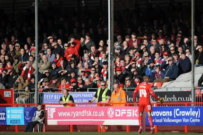 Framed Print : Bristol City Fans at Crawley Town's Broadfield Stadium, Sky Bet League One Match, 07.03.2015