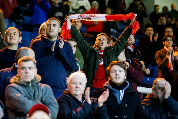Framed Print : Bristol City Fans Erupt in Cheers as Teams Take to the Field vs. Peterborough United