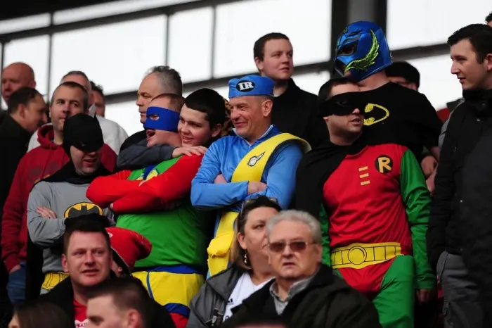 Framed Print : Bristol City Fans in Fancy Dress: Blackpool vs. Bristol City, Npower Championship (2013)