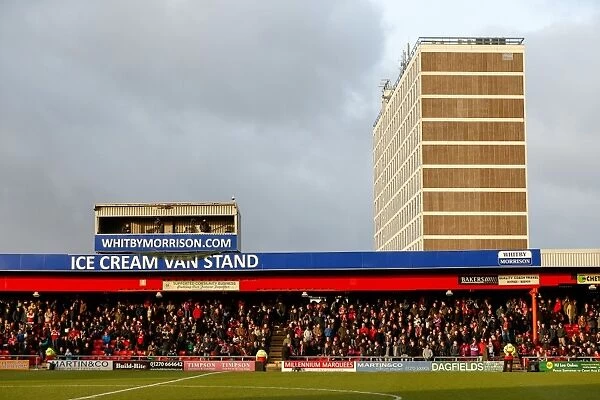 Bristol City Fans Filling the Away Stand at Crewe Alexandra's Alexandra Stadium (2014)