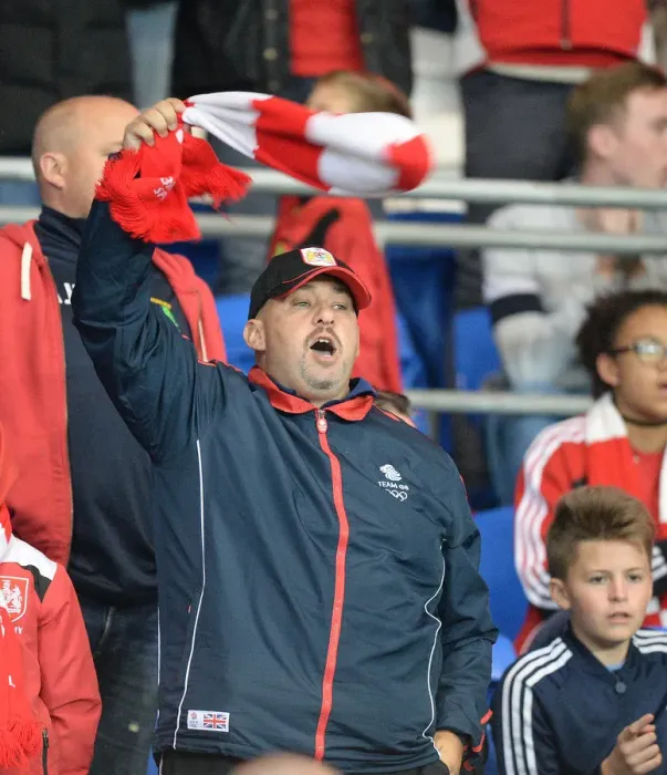 Framed Print : Bristol City Fans in Full Force at Cardiff City Stadium, 14 / 10 / 2016