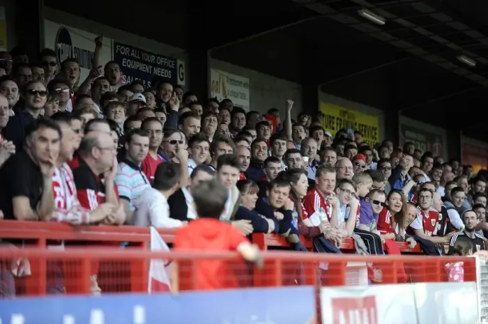 Framed Print : Bristol City Fans in Full Force at Checkatrade Stadium, Sky Bet League One Match, May 2014