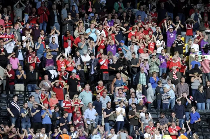 Framed Print : Bristol City Fans in Full Force at Meadow Lane, Sky Bet League One (August 2014) Framed Print : Bristol City Fans in Full Force at Meadow Lane, Sky Bet League One (August 2014)