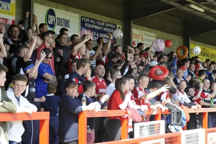 Framed Print : Bristol City Fans in Full Force: Sky Bet League One Showdown at Checkatrade Stadium, May 2014 Framed Print : Bristol City Fans in Full Force: Sky Bet League One Showdown at Checkatrade Stadium, May 2014