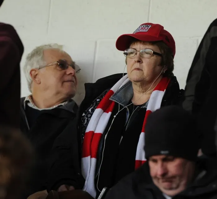 Framed Print : Bristol City Fans in Full Force at Walsall's Banks Stadium, April 2014