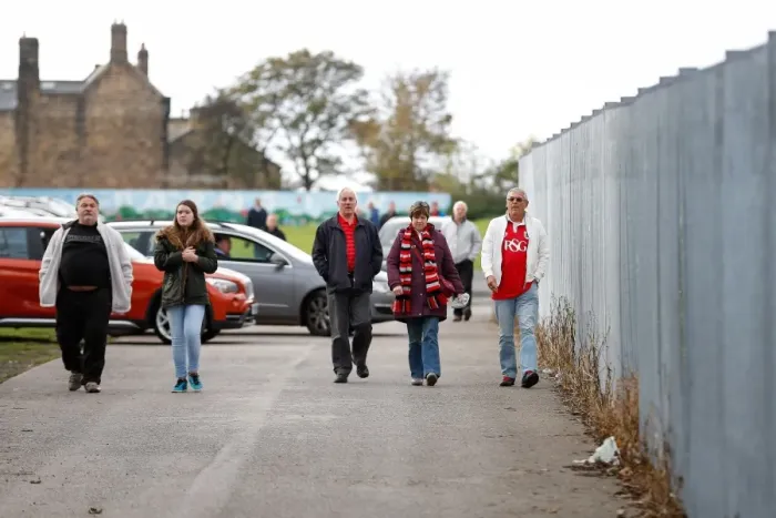 Framed Print : Bristol City Fans Gather at Oakwell Stadium for Barnsley vs. Bristol City Match, October 2014