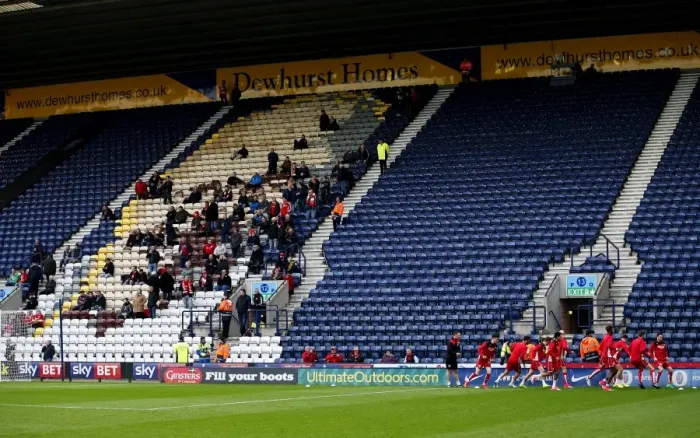 Framed Print : Bristol City Fans Gather for Pre-Match Warm-Up at Deepdale (Preston North End vs. Bristol City, Sky Bet Championship)