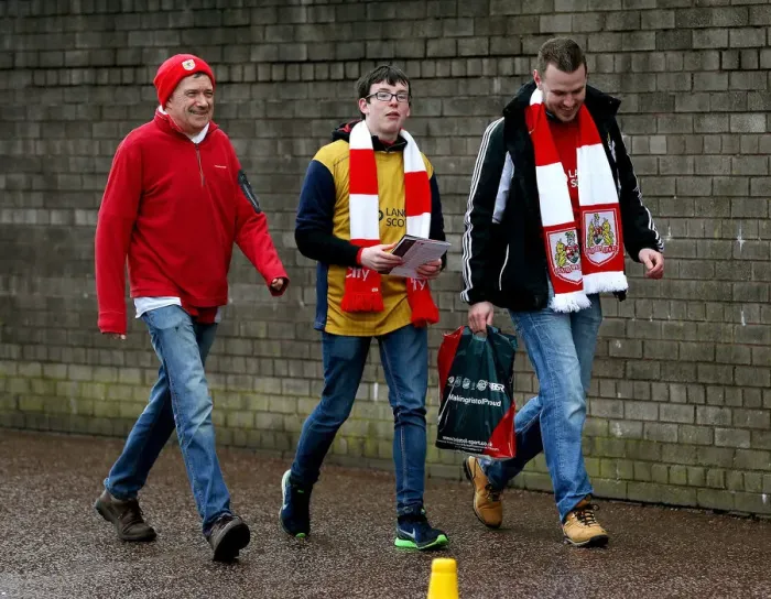 Framed Print : Bristol City Fans Gather at Turf Moor for FA Cup Showdown against Burnley Framed Print : Bristol City Fans Gather at Turf Moor for FA Cup Showdown against Burnley