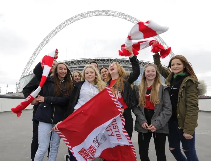 Framed Print : Bristol City Fans Gather at Wembley Stadium for Johnstone's Paint Trophy Final Framed Print : Bristol City Fans Gather at Wembley Stadium for Johnstone's Paint Trophy Final