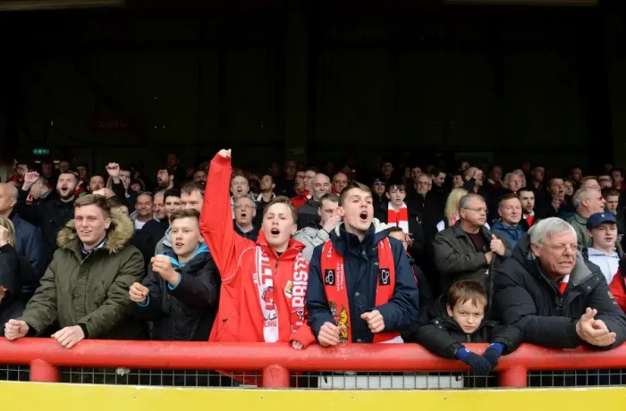 Framed Print : Bristol City Fans at Griffin Park during Brentford vs. Bristol City Championship Match, April 2016