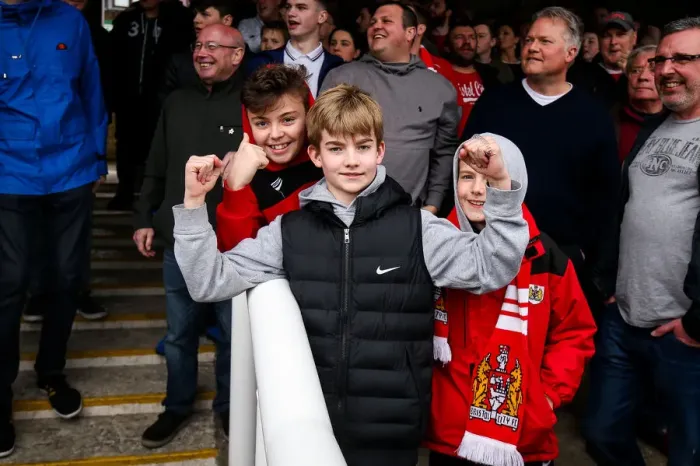 Framed Print : Bristol City Fans at Griffin Park during Brentford vs. Bristol City Championship Match, April 2017