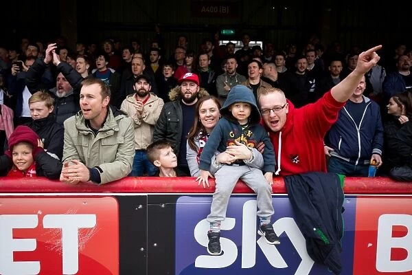Bristol City Fans at Griffin Park Cheering Loudly during Brentford vs. Bristol City Championship Match, April 2017