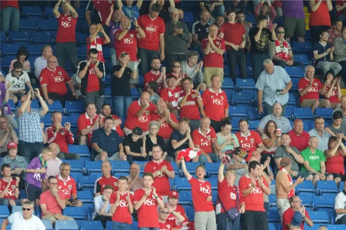 Framed Print : Bristol City Fans at Hillsborough Stadium during Sheffield Wednesday vs. Bristol City Match, Sky Bet Championship (August 8, 2015)