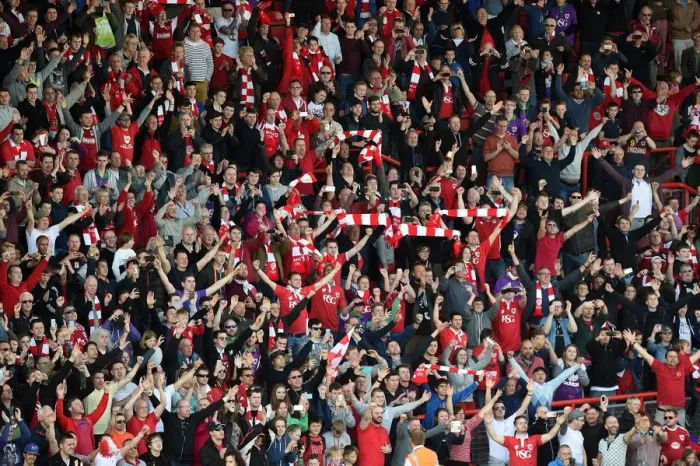 Framed Print : Bristol City Fans Honor Players in Atyeo Stand during Bristol City vs. Coventry City Match, April 2015 Framed Print : Bristol City Fans Honor Players in Atyeo Stand during Bristol City vs. Coventry City Match, April 2015